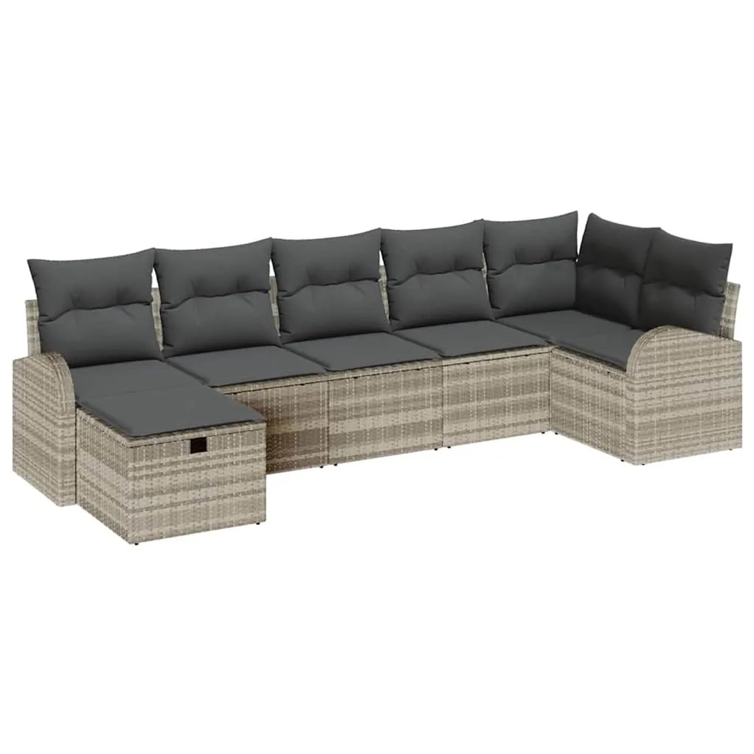vidaXL Sofa Set mit Kissen mit Speicher Hellgrau Poly-Rattan 3359101 günstig online kaufen