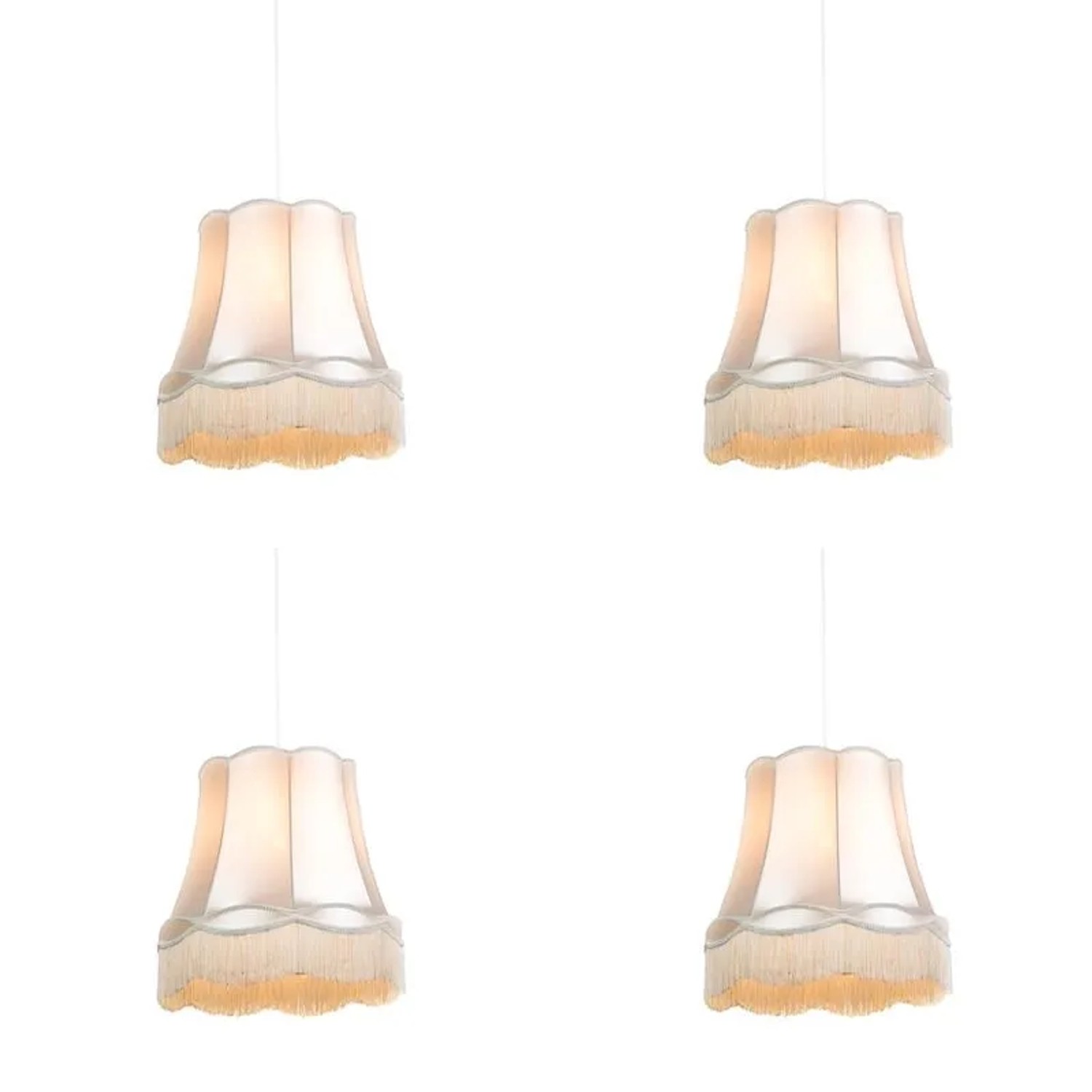 QAZQA Set mit 4 Retro Hängelampen Creme 45 cm Granny