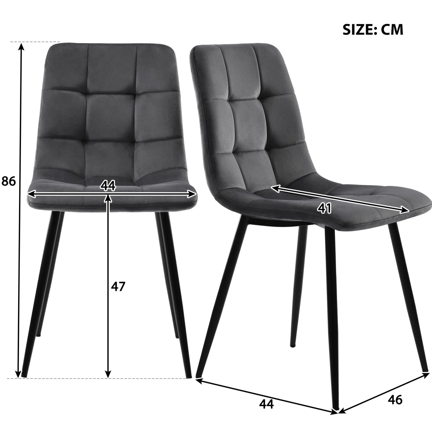 Merax Essgruppe 5-tlg mit 117cm Esstisch  4 Samtstühle Dunkelgrau  Tischbeine Schwarz_4