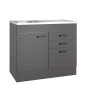 OPTIFIT Spülenunterschrank Kiel420, 100 cm, Anthrazit matt, mit Spüle, Tür und Schubladen.