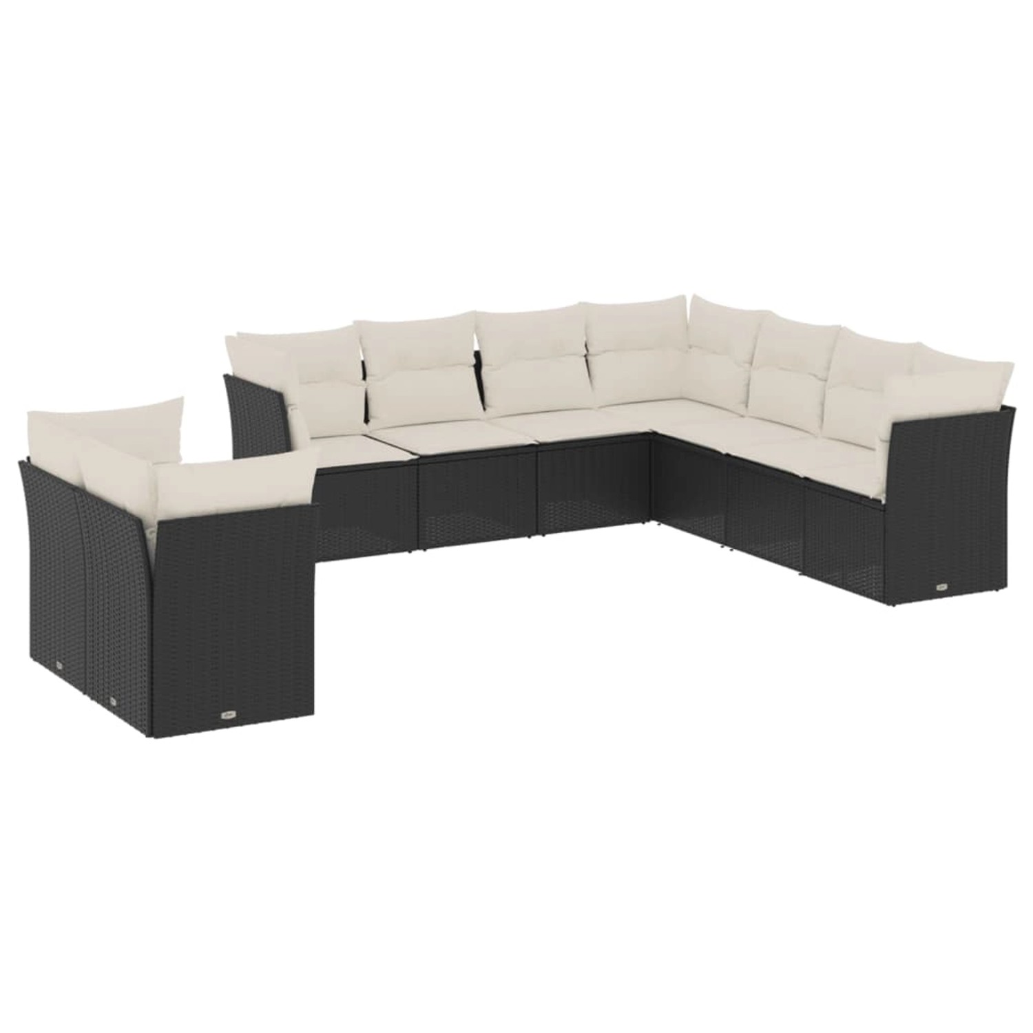 vidaXL 9-Tlg Garten-Sofagarnitur mit Kissen Schwarz Poly Rattan 3217836 günstig online kaufen