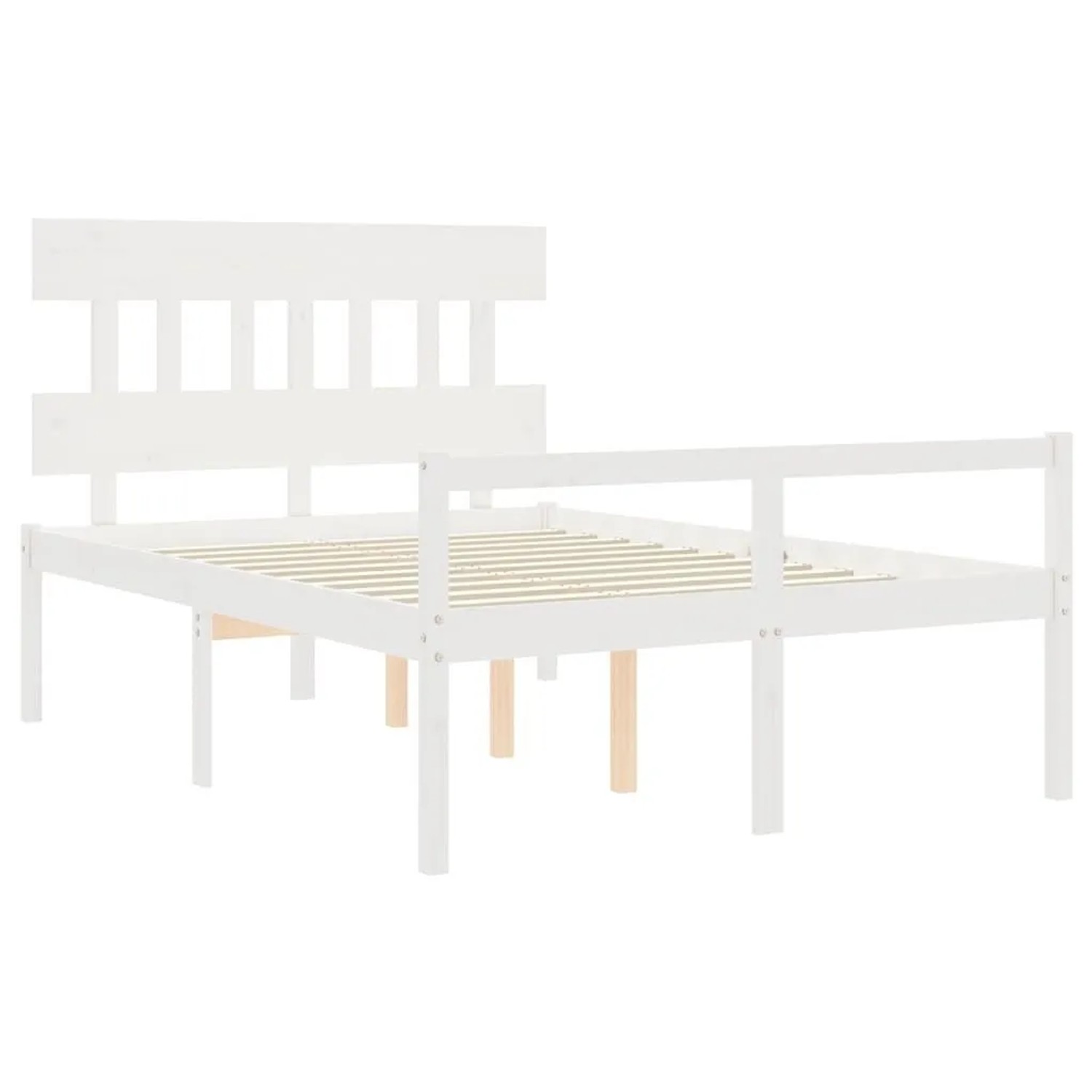vidaXL Seniorenbett mit Kopfteil 140x190 cm Weiß Massivholz 3195397