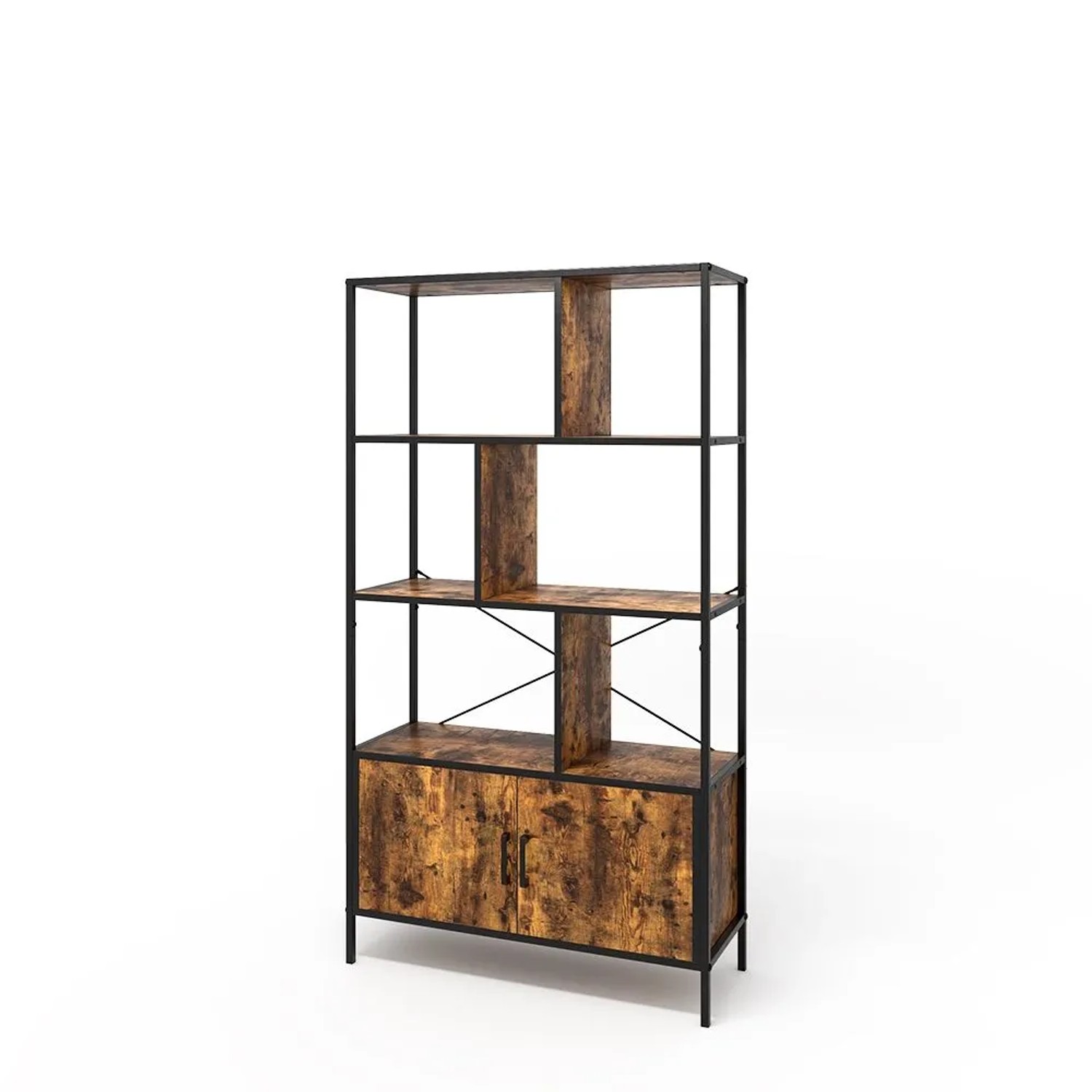 Vicco Bücherregal Fyrk Eiche Rustikal 80 x 147 mit 2 Türen Art Nr 50189