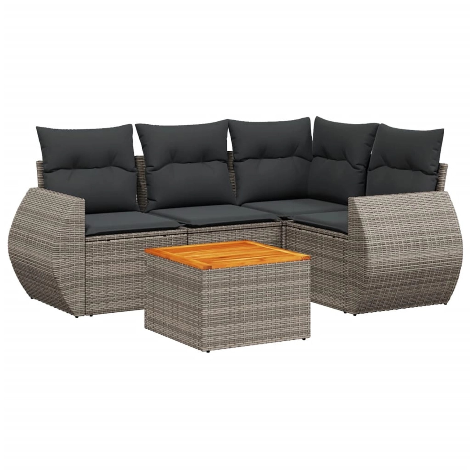 vidaXL 5-Tlg Garten-Sofagarnitur mit Kissen Grau Poly Rattan 3224989 günstig online kaufen