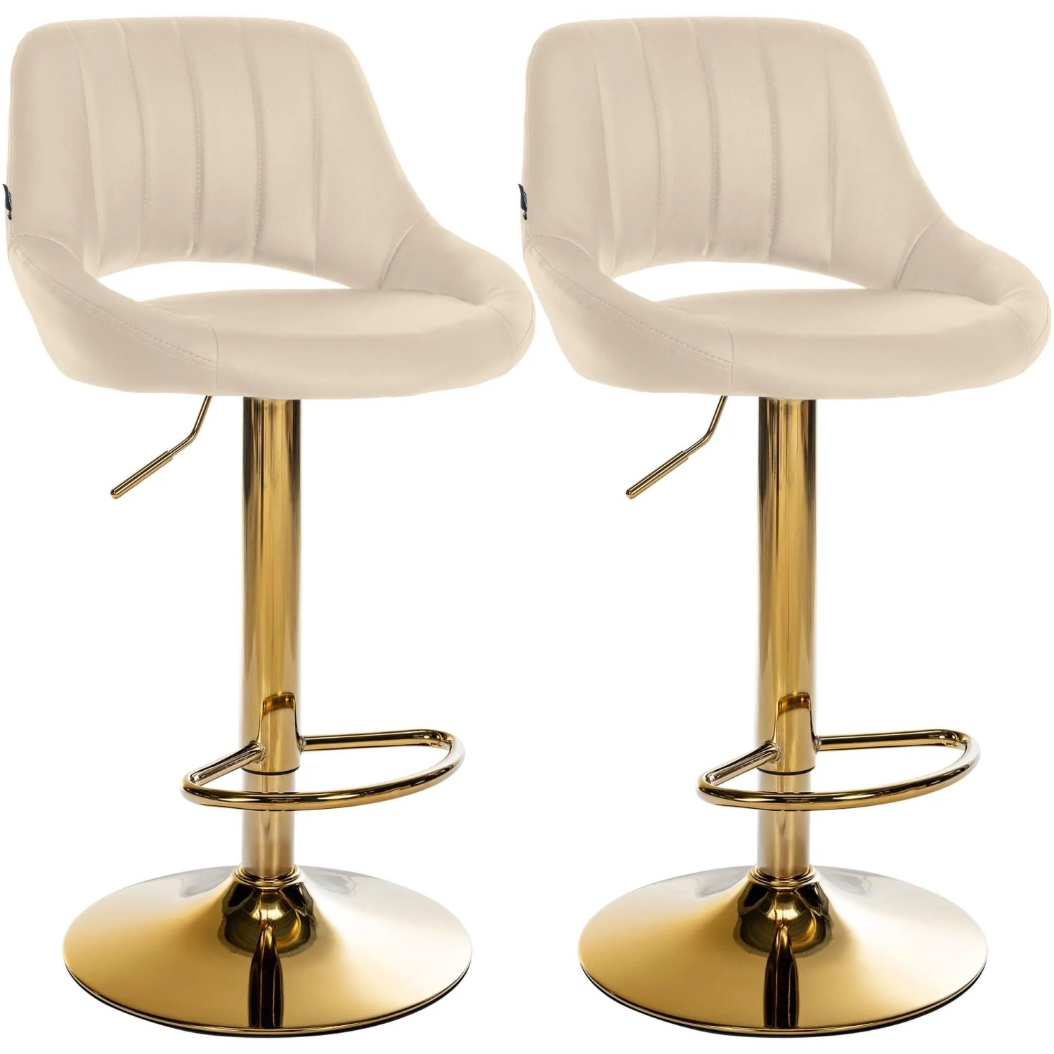 CLP 2er Set Barhocker Milet Kunstleder Metall Gold/Creme