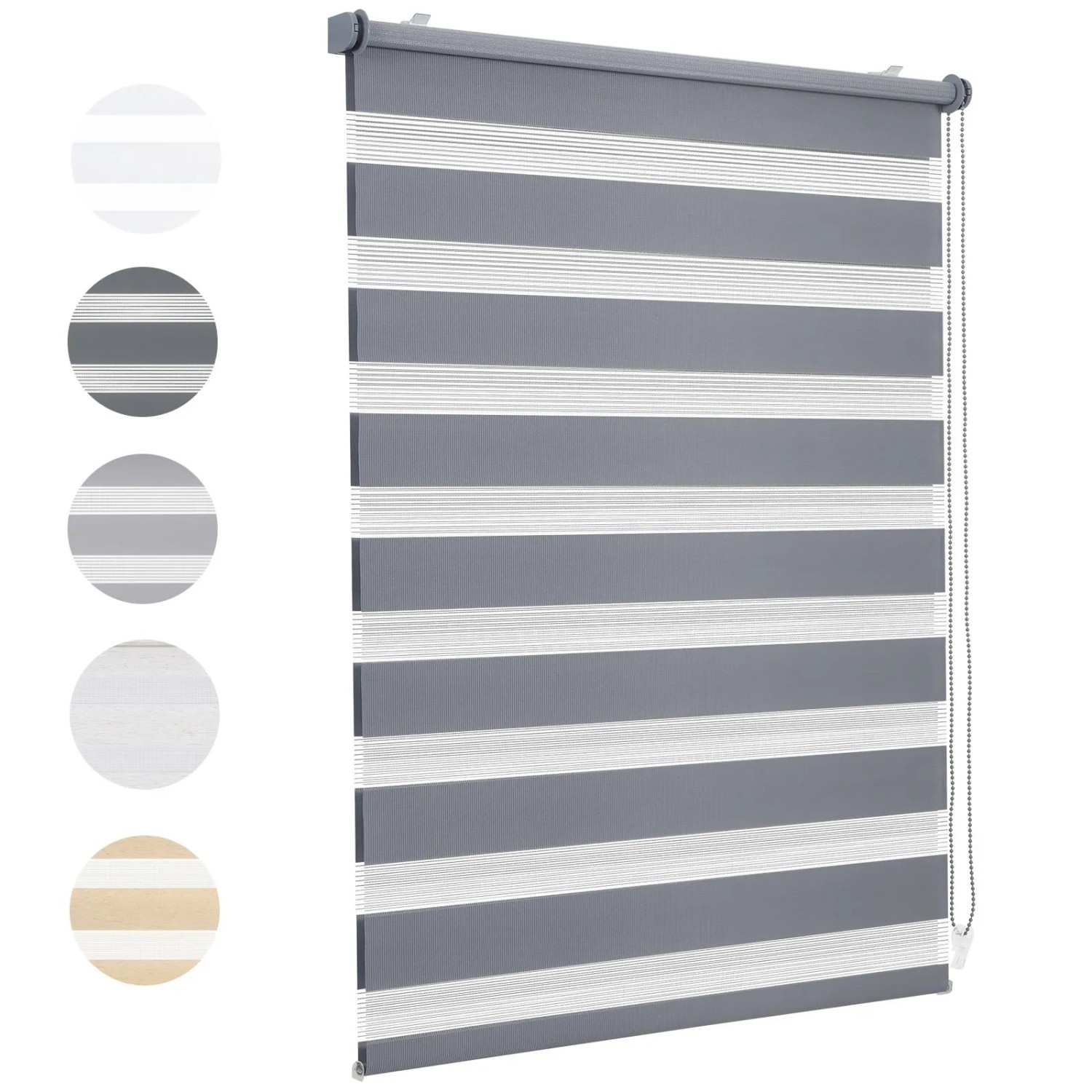Sekey Doppelrollo Klemmfix ohne Bohren für Fenster Blickdicht 80x100cm Dunkelgrau