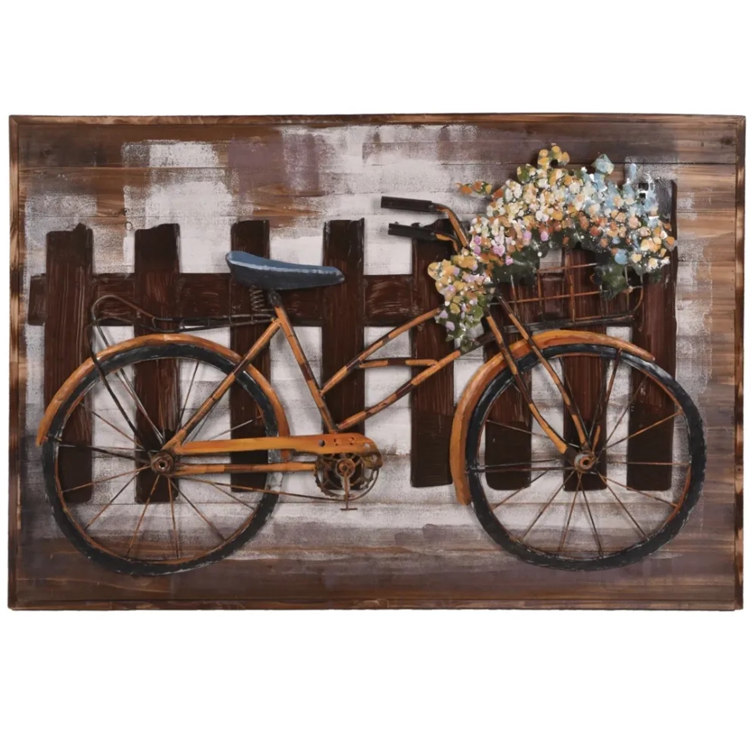 DELUKE 3D-Metallbild Fahrrad Stahl Bunt 10x80x120cm Wandbild Wohnzimmerbild Dekobild Flur Büro