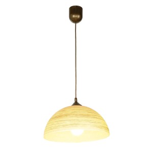 Licht-Erlebnisse Hängelampe Glas Rund Ø 30 cm Retro In Gold E27 Fera