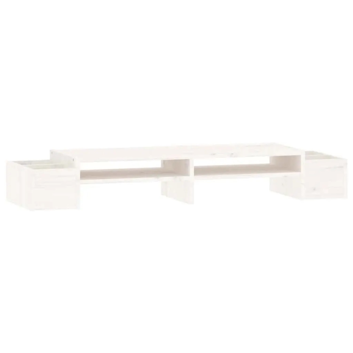 vidaXL Monitorständer Weiß 100x27,5x15 cm Massivholz Kiefer 813970