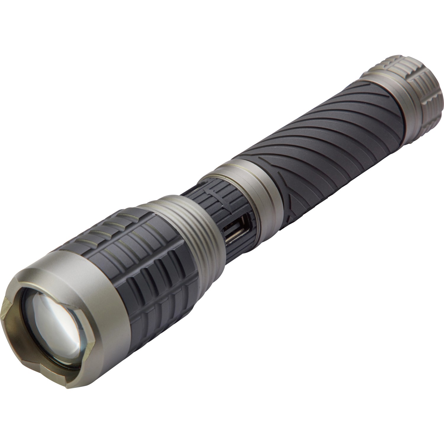 Schwarze LED-Stabtaschenlampe Z84 mit 1.600 Lumen aus Aluminium für hohe Leuchtkraft.