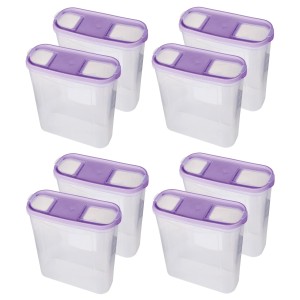8er Pack Bestlivings Frischhaltebox Schüttdose 4,5L, lila Deckel, transparente Vorratsdosen.