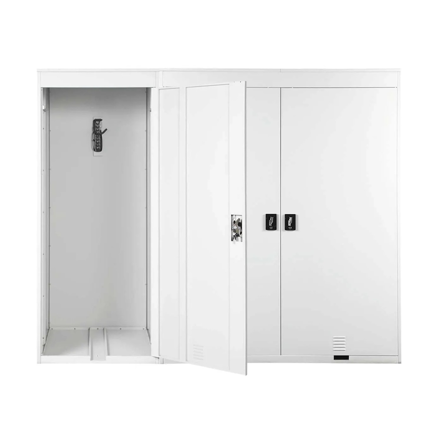 MCW Fahrradgarage H66 für 3 Fahrräder, abschließbare Fahrradbox aus Metall, hellgrau.