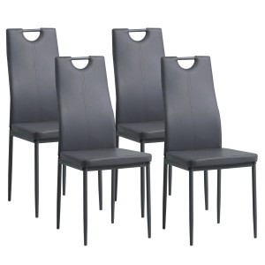 Albatros Esszimmerstühle SALERNO, 4er Set, grau, Kunstleder, modernes Design.
