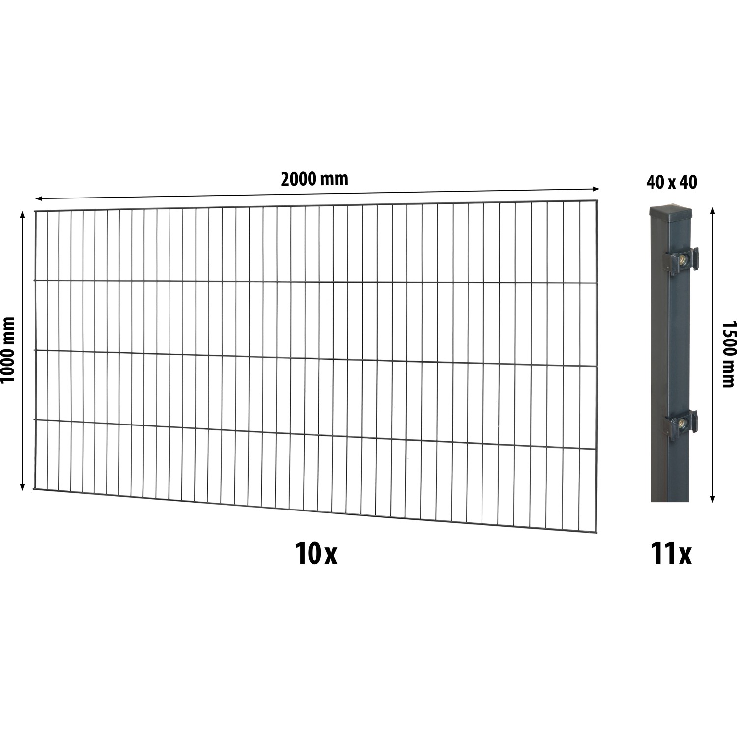 Floraworld Einstabmatten-Zaunset mit Vierkantpfosten Anthrazit 100 cm x 200 günstig online kaufen