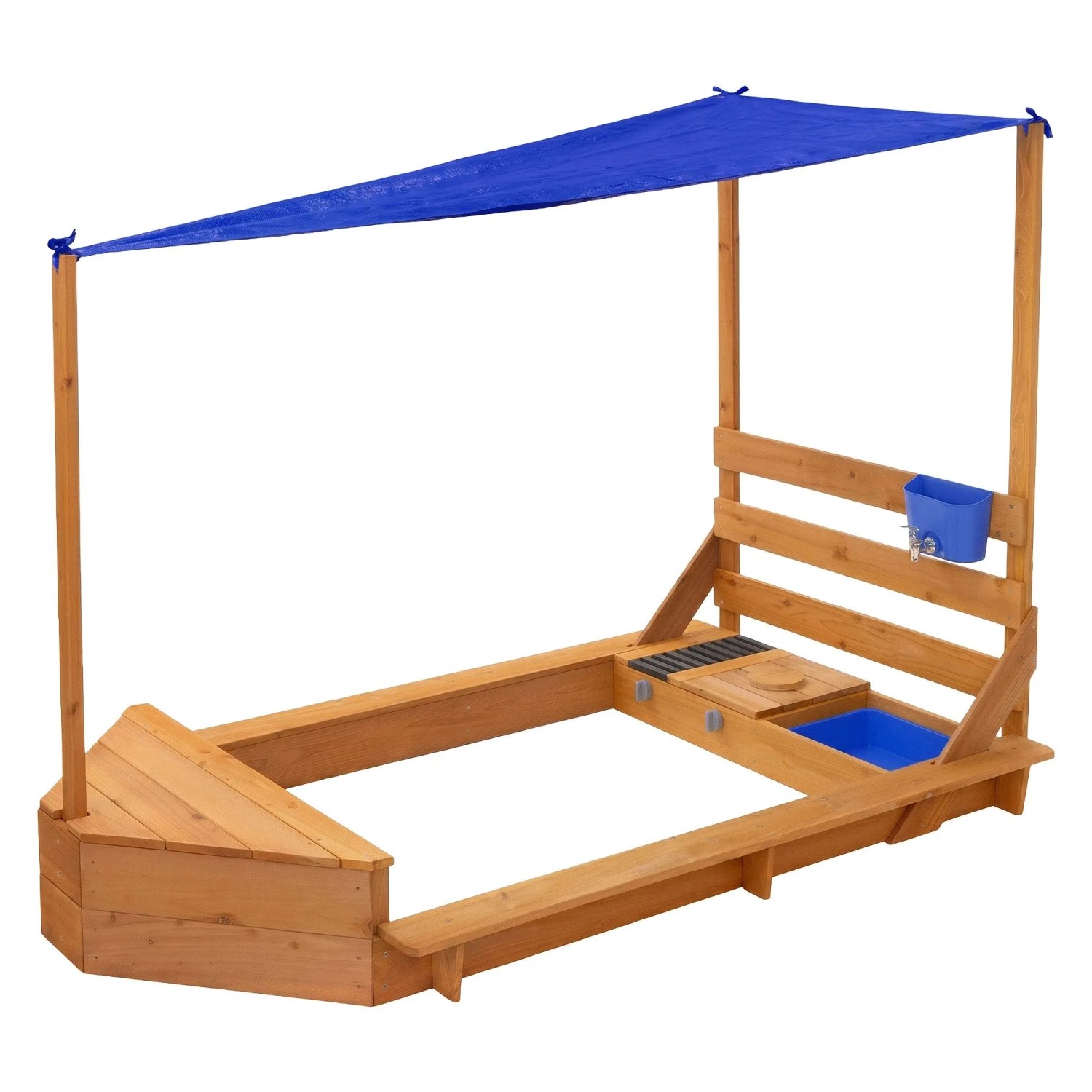 ML-Design Sandkasten mit Dach und Matschküche Massivholz 101x163 cm