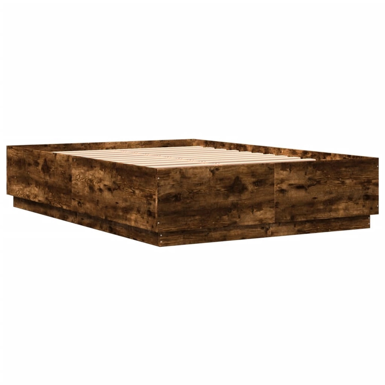 vidaXL Bettgestell mit LED Räuchereiche 150x200cm Holzwerkstoff 3209608 günstig online kaufen