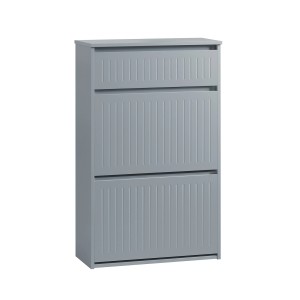 SoBuy Schuhschrank mit 2 Klappen und 1 Schublade Schuhkommode 61x100x26cm Hellgrau FSR165-HG