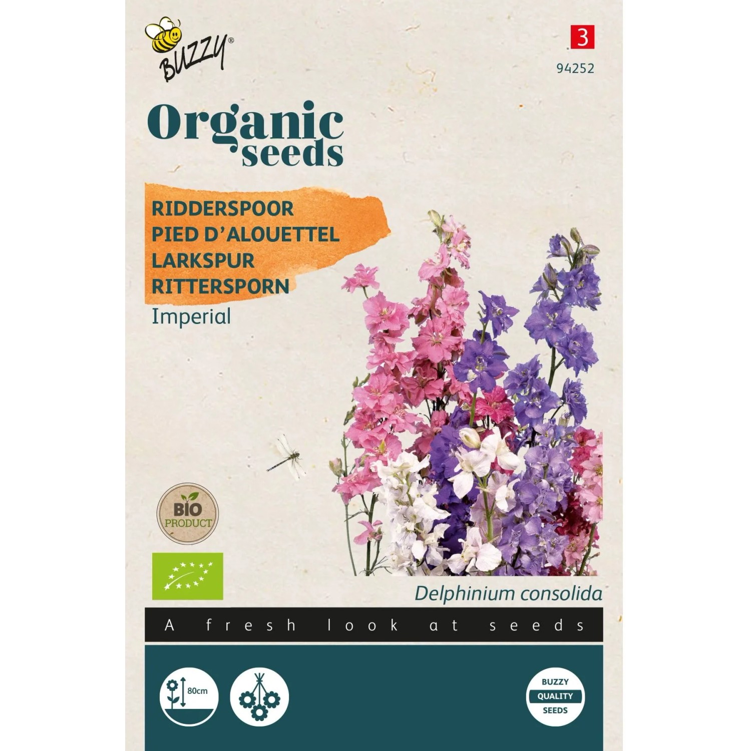 Rittersporn 'Imperial' Buzzy Organic Bio Samen Ca. 0,5 g Freilandaussaat