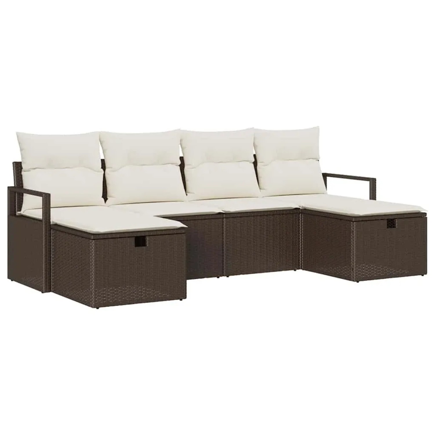 vidaXL Sofa Set mit Kissen 6-Tlg Braun und Creme Poly-Rattan 3359217 günstig online kaufen