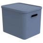 Horizontblaue Rotho Albula Multibox für C4, 27 l, mit Deckel und Griffen. Aufbewahrungsbox für Büro.