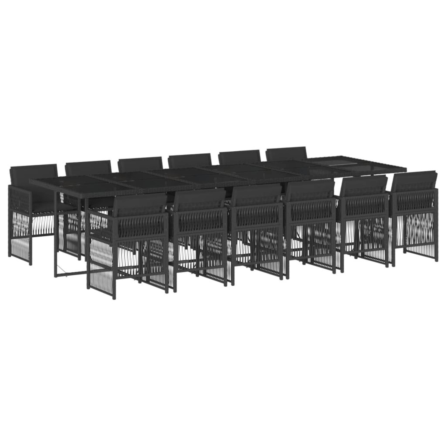 vidaXL 13-Tlg Garten-Essgruppe mit Kissen Schwarz Poly Rattan 3210943 günstig online kaufen