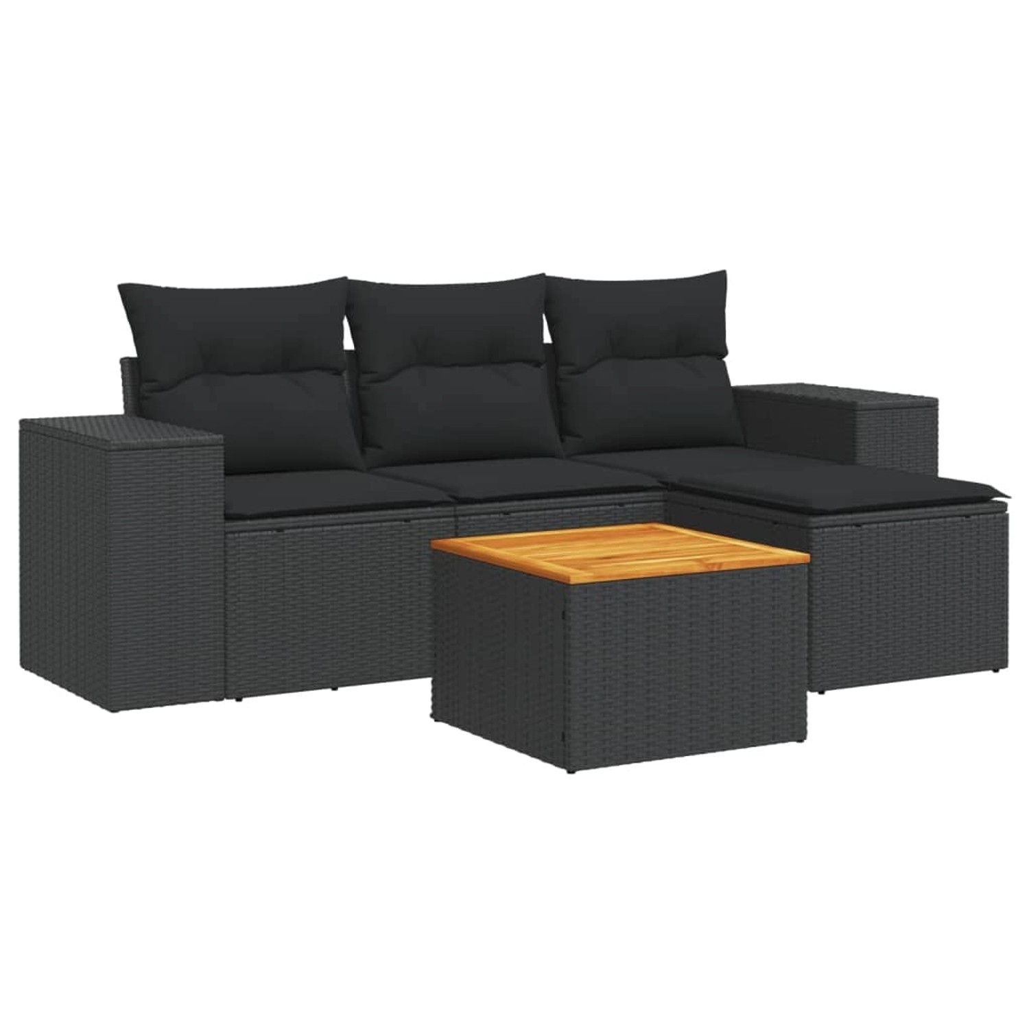 vidaXL 5-tlg Garten-Sofagarnitur mit Kissen Schwarz Poly Rattan Modell 71 günstig online kaufen