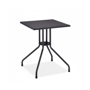 Relaxdays Gartentisch Kunststoff Stahl Schwarz Holzoptik 75 cm x 61 cm x 61 cm 5 kg