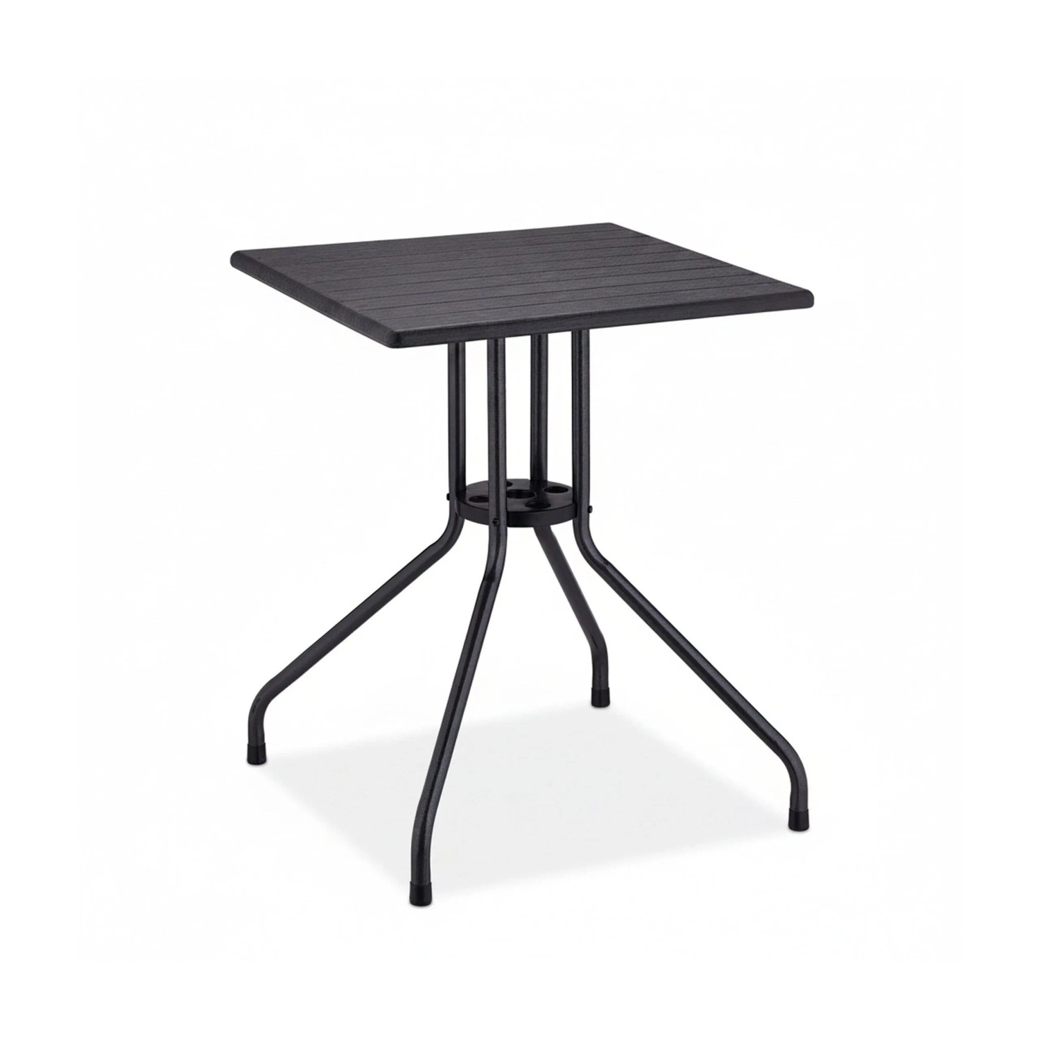 Relaxdays Gartentisch Kunststoff Stahl Schwarz Holzoptik 75 cm x 61 cm x 61 cm 5 kg