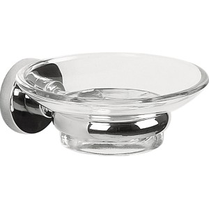 Spirella Atlantic Seifenschale mit verchromter Wandhalterung aus Glas für Bad & WC.
