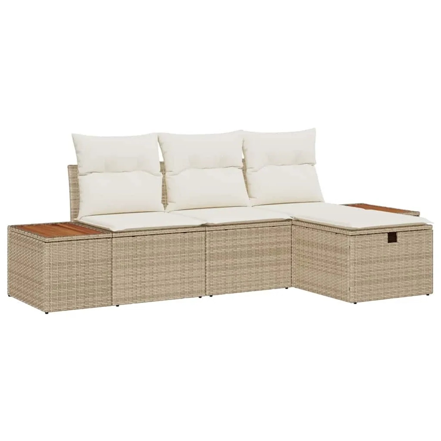 vidaXL Gartensofa-set mit Kissen mit Speicher 4-Tlg Beige Poly-Rattan 33609 günstig online kaufen