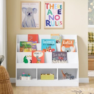 Weißes SoBuy Bücherregal/Kinderregal mit 3 Fächern für Bücher und Spielzeug.