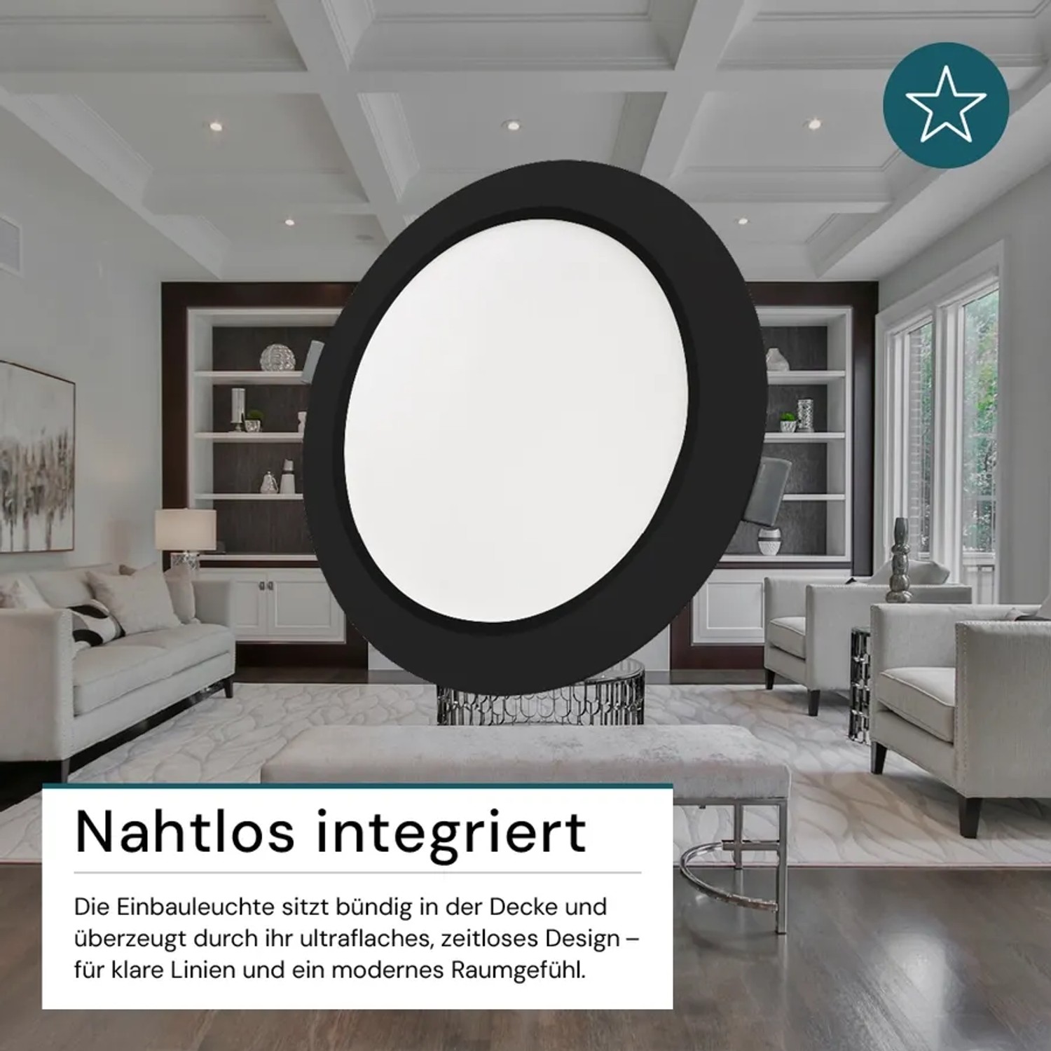 LUXULA LED Einbauleuchte 6W IP44-Geschützt 600lm Lichtfarbe Einstellbar CCT Ø117x25mm Einbaustrahler Deckenspot Rund Schwarz_5
