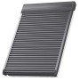 Velux Elektro-Rollladen SML CK02, Alu Dunkelgrau, für Dachfenster, geschlossen.