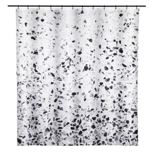 Schöner Wohnen Duschvorhang Tosi, 180x200 cm, Terrazzo-Design in Schwarz-Weiß.