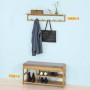 SoBuy Schuhbank mit Sitzfläche und Schubladen Sitzbank Natur Bambus FSR47-N_2