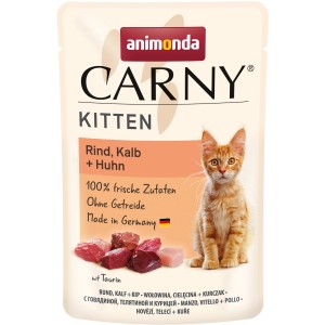 Carny Kitten Nassfutter Rind, Kalb & Huhn, 85g. Katzenfutter für Kitten im ersten Lebensjahr.