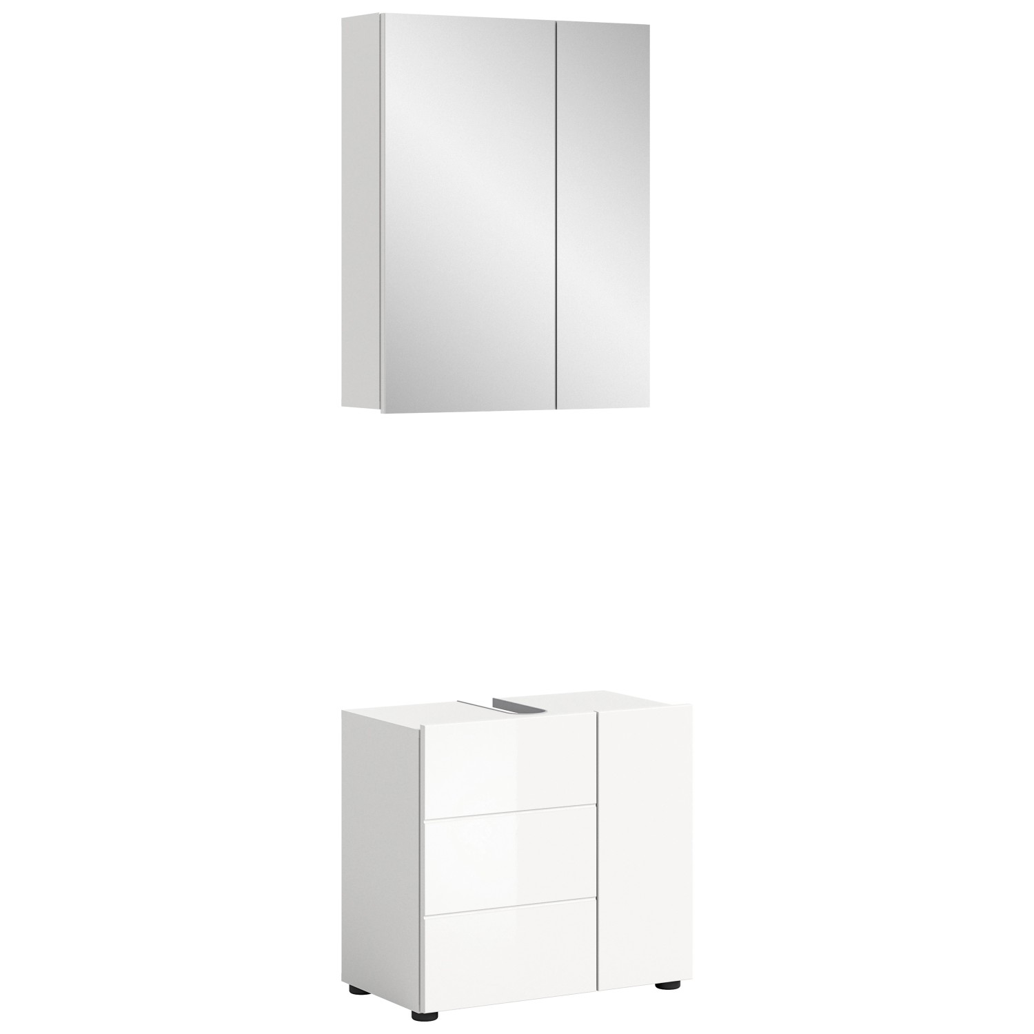 Badkombination Vira Spiegelschrank/Beleuchtung Weiß Hochglanz 190 x 60 x 34 günstig online kaufen