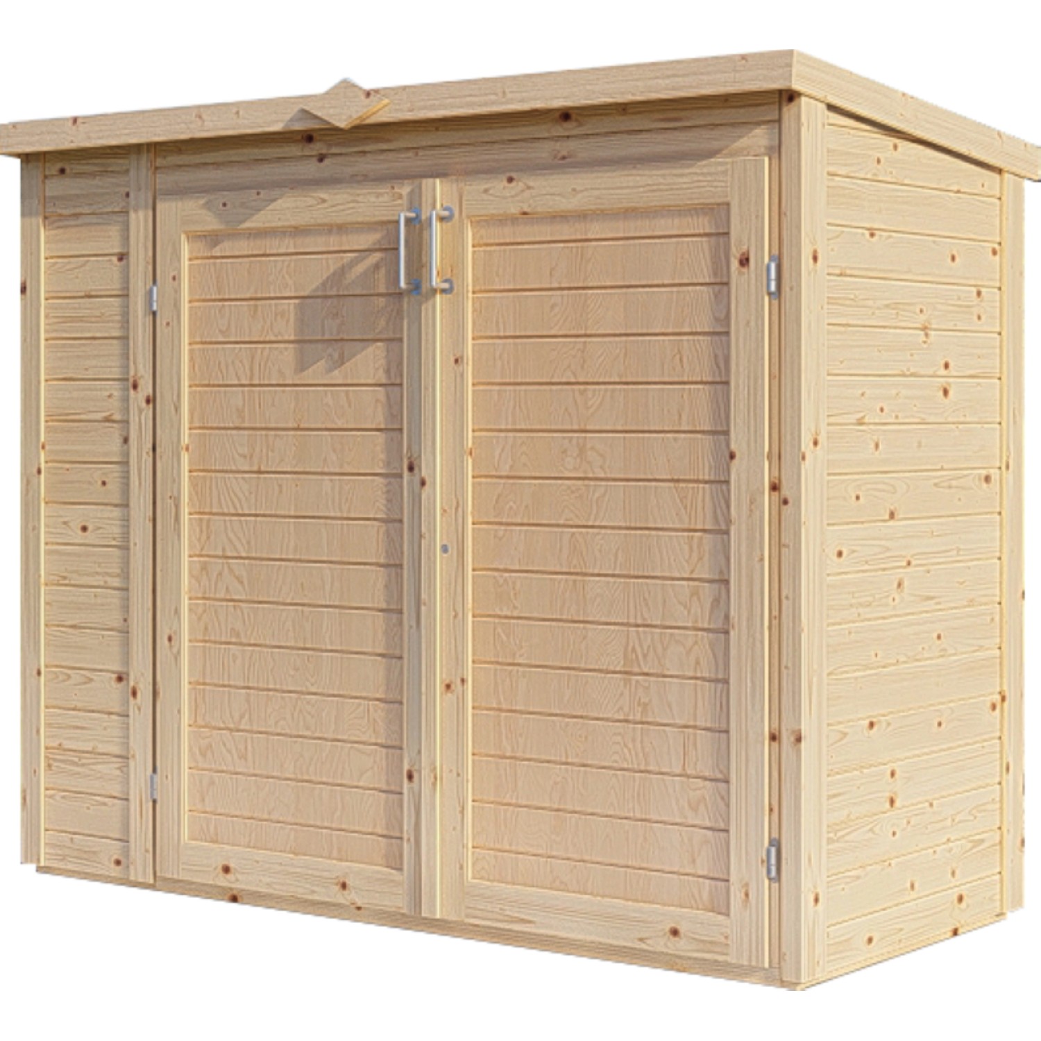 Bertilo Gartenschrank Multibox 3 Natur, 200x82cm, aus FSC®-zertifiziertem Holz mit Doppeltür.