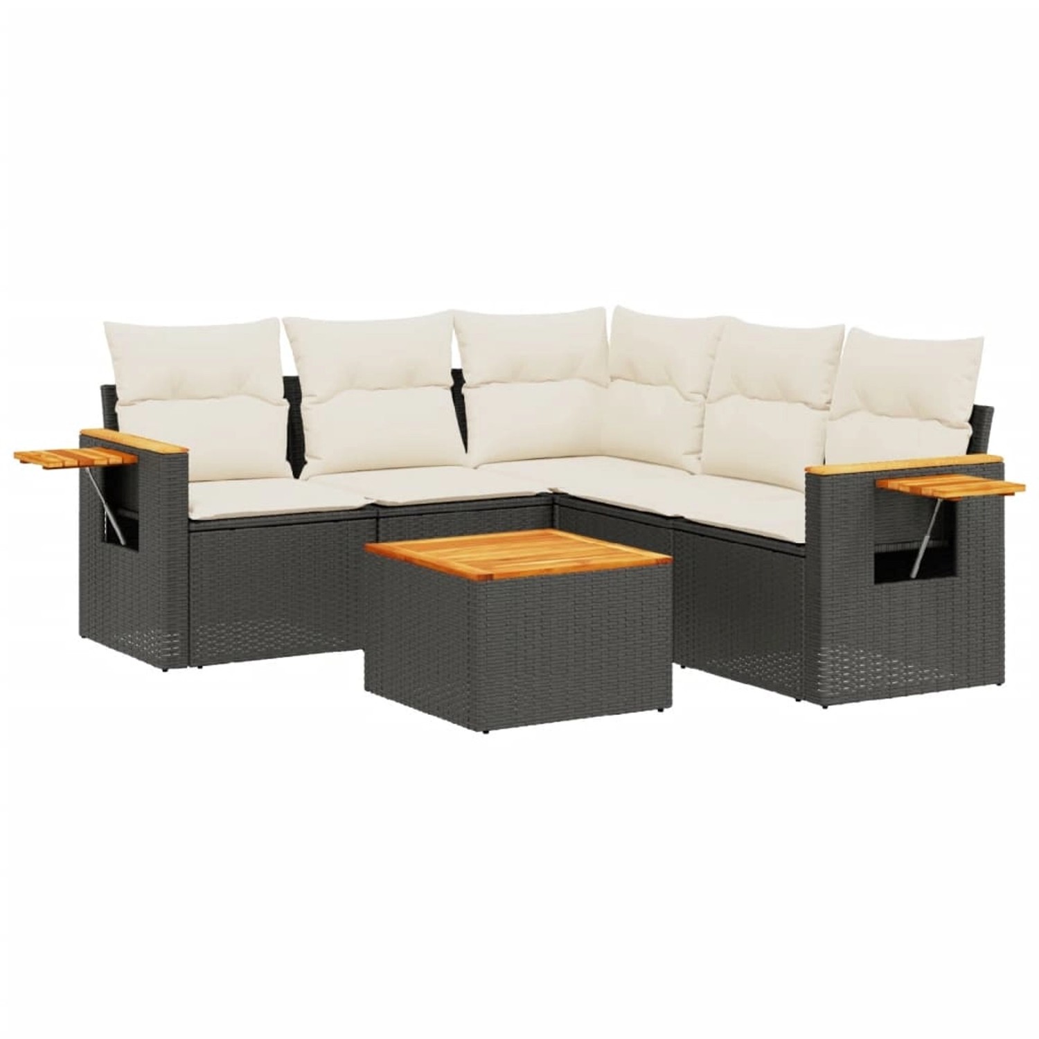 vidaXL 6-Tlg Garten-Sofagarnitur mit Kissen Schwarz Poly Rattan 3259207 günstig online kaufen