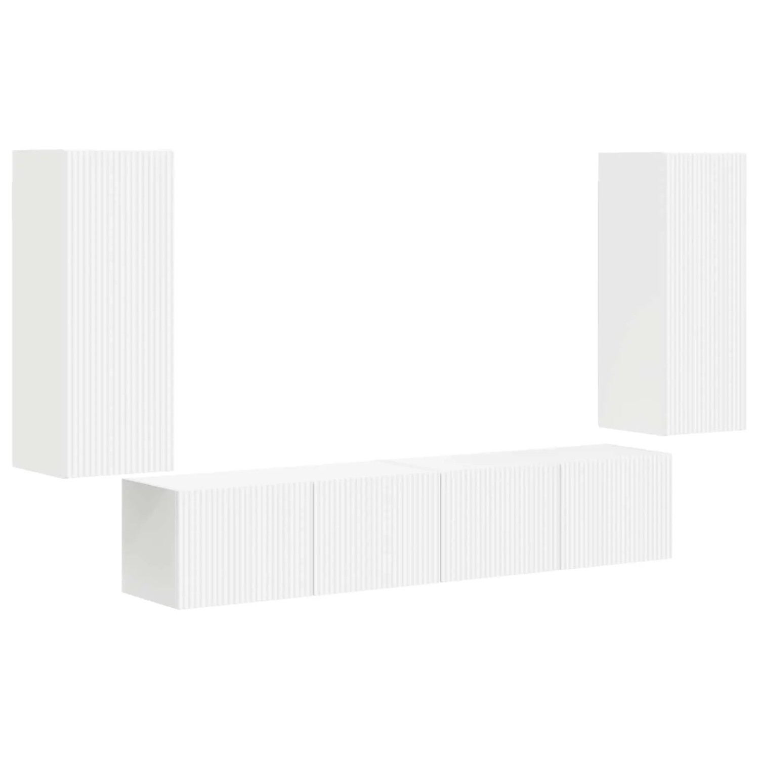 vidaXL TV-Wandregal-Set Wandmontiert 4 Stk Weiß Holzwerkstoff 3408916