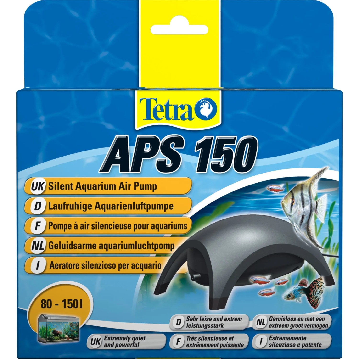 Tetra APS 150 Aquarienluftpumpe in Schwarz für Aquarien von 80-150l. Leise und zuverlässig.