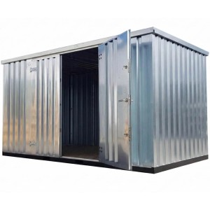 LagercontainerXXL 4m Lagercontainer mit Doppeltür auf der Langen Seite Voll Verzinkt 3,88x2,14x2,09