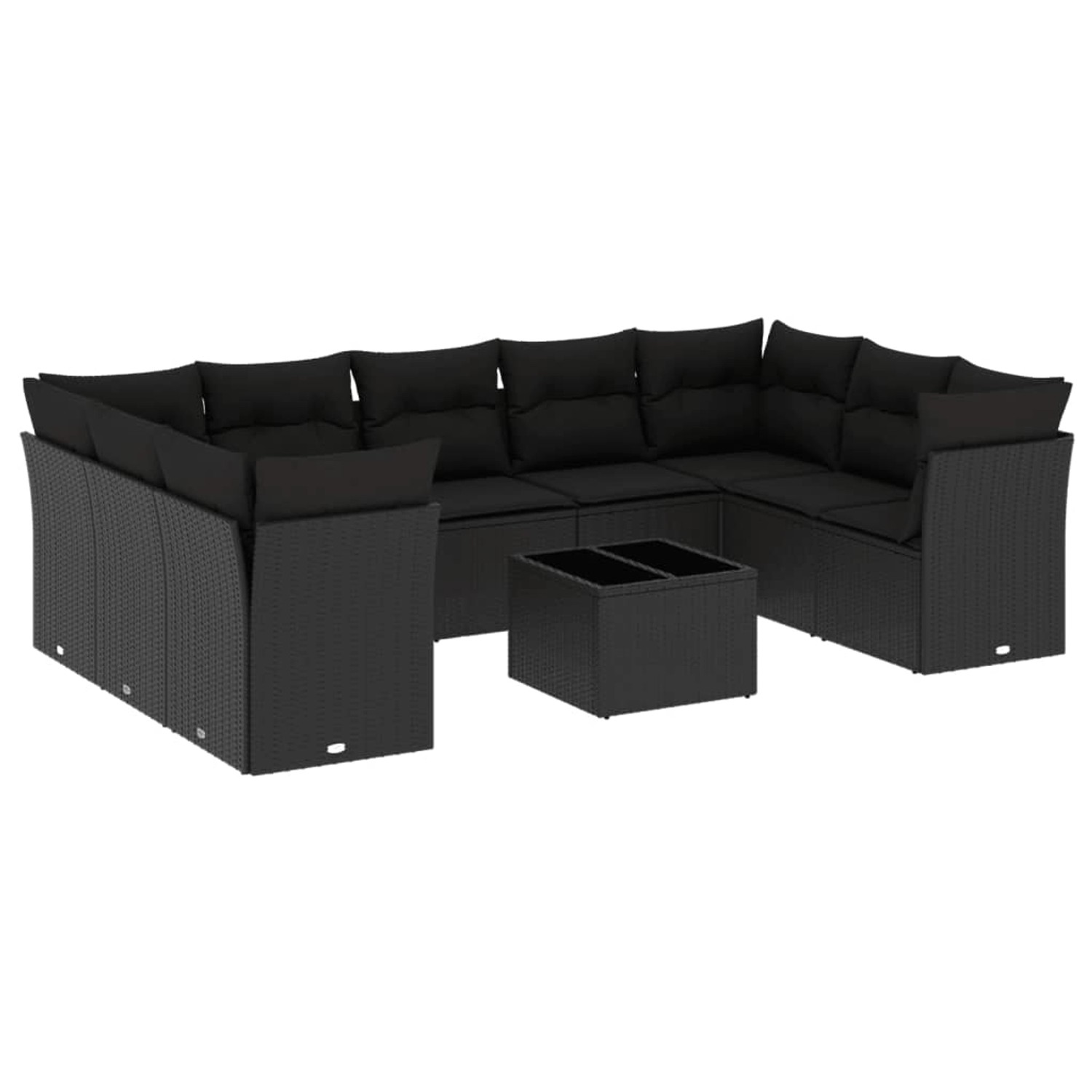 vidaXL 10-tlg Garten-Sofagarnitur mit Kissen Schwarz Poly Rattan Modell 3 günstig online kaufen