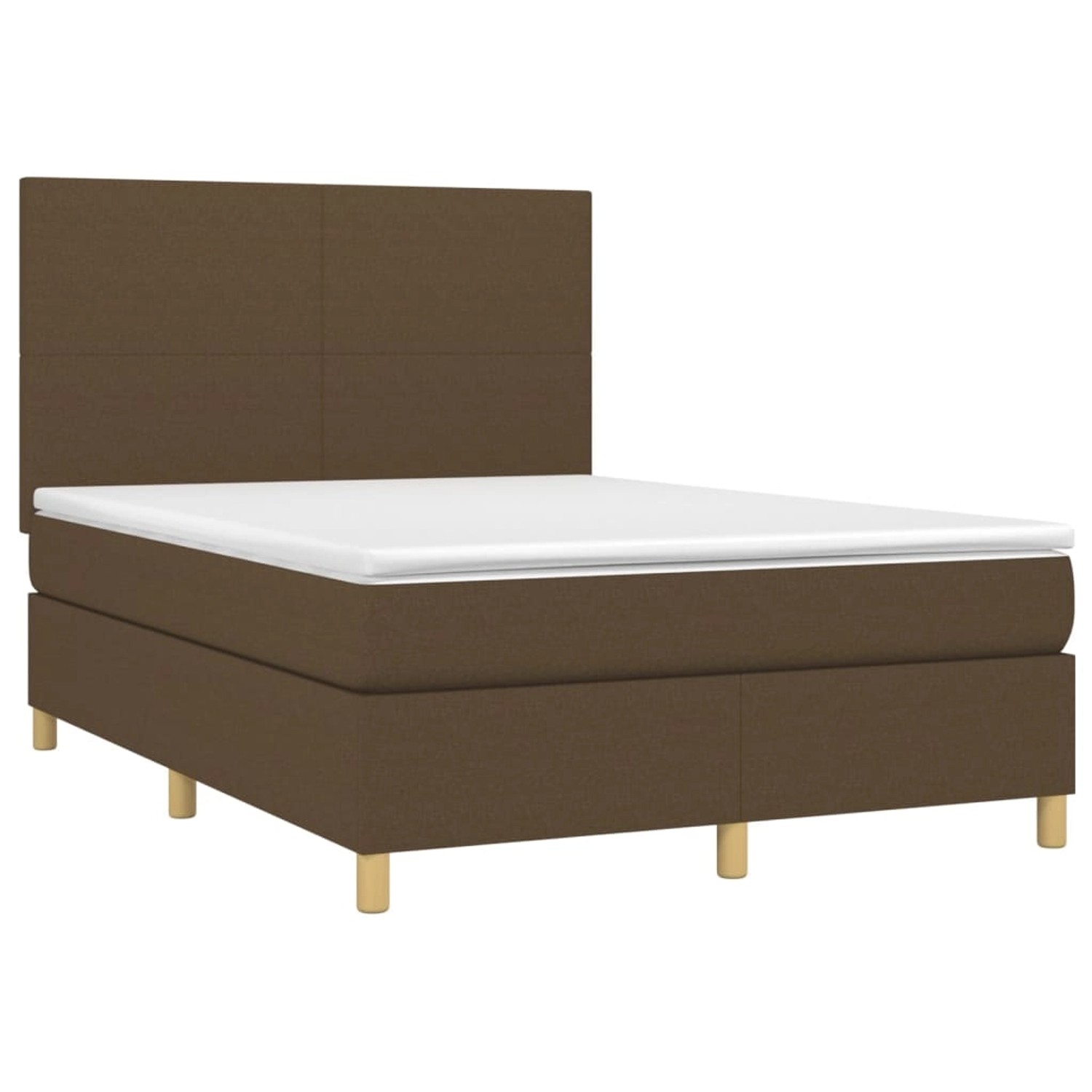 vidaXL Boxspringbett mit Matratze & LED Dunkelbraun 140x200 cm Stoff 3135280