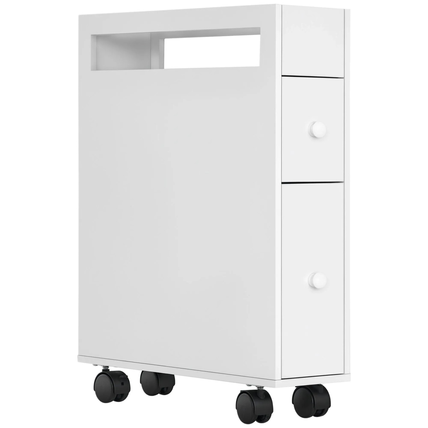 Kleankin Badezimmerschrank mit Rollen 2 Schubladen 16 x 49,5 x 66 cm