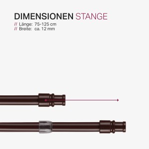 Bestlivings Cafehausstange, braun, ausziehbar von 75 bis 125 cm, Detailansicht.