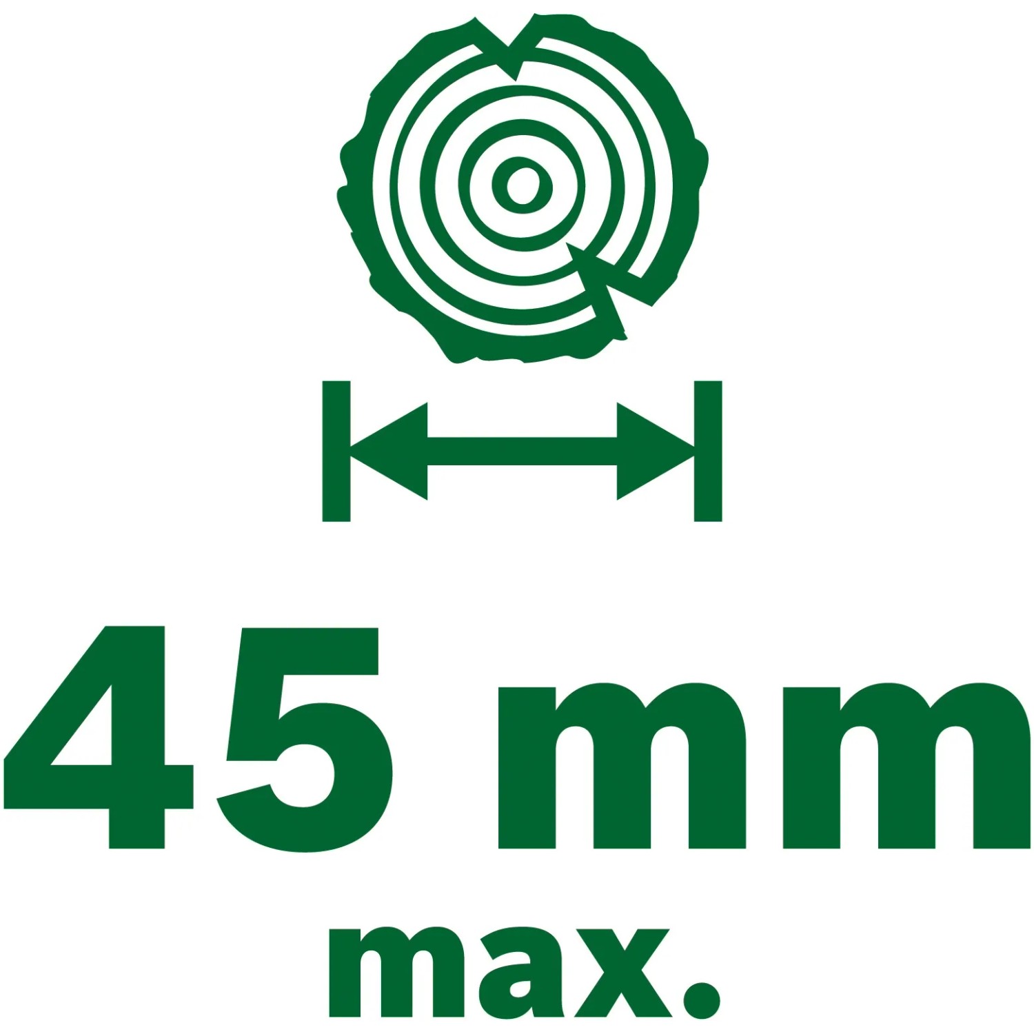 Maximale Aststärke: 45 mm für Bosch Akku-Baumschere.