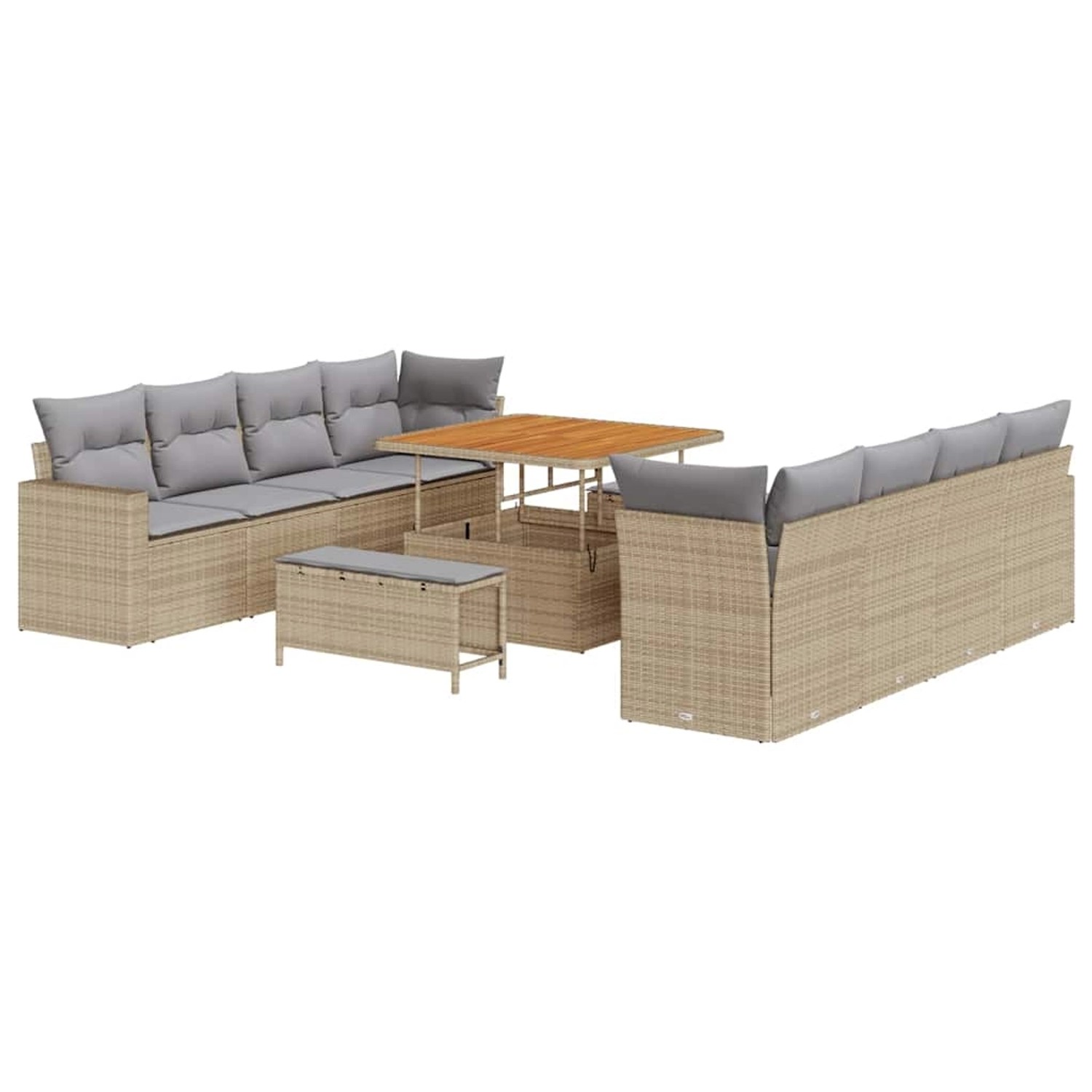 vidaXL Garten-Sofa-Set Höhenverstellbar 11-Tlg Beige Poly Rattan 3361597 günstig online kaufen