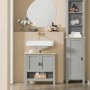 SoBuy Waschbeckenunterschrank Badschrank mit 2 Türen und 1 Fach 60x60x30cm Grau BZR69-HG_2