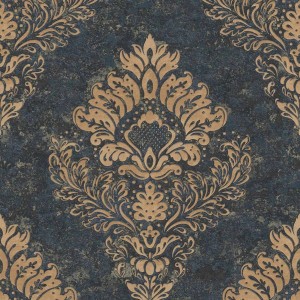 Barock Vliestapete in Schwarz und Gold mit Ornament Muster für Wohnzimmer und Esszimmer.